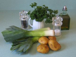 picture of leeks potatoes salt and pepper